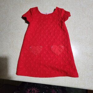 Cat & Jack Toddler Girl Red Dress Hearts Valentine’s Day Pockets Textured 2T